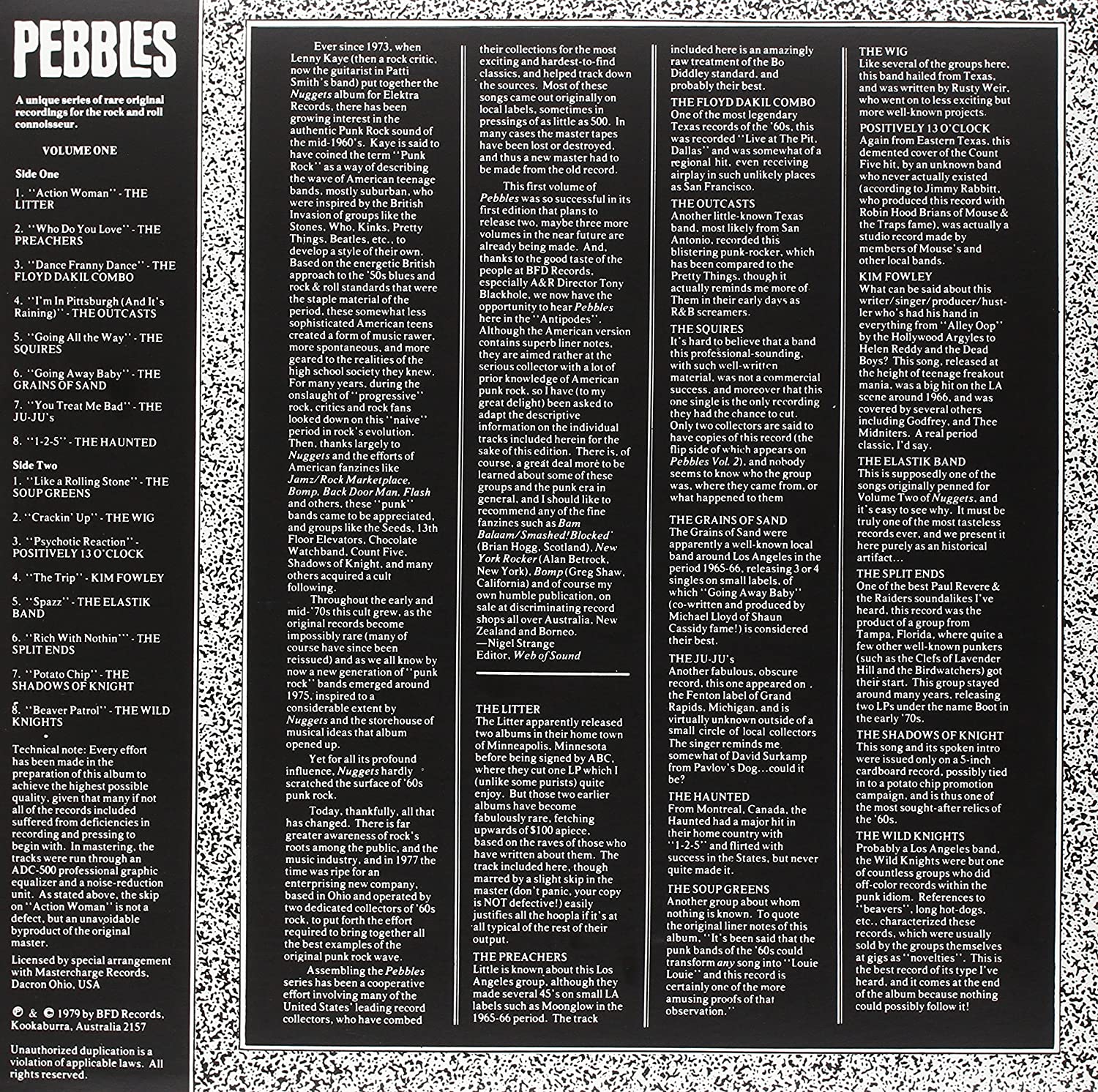 Various ‎/ Pebbles Vol. One : Original Artyfacts From The First Punk Era (Vinyl LP)