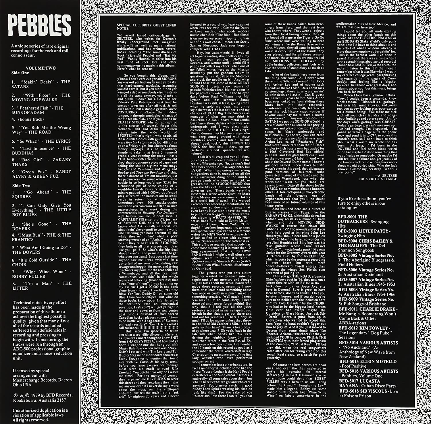 Various ‎/ Pebbles Volume 2 : Original '60s Punk Rock Classics (Vinyl LP)