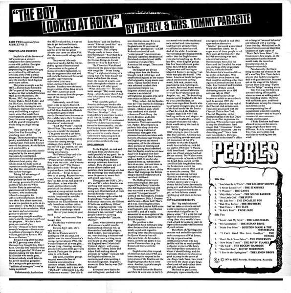 Various ‎/ Pebbles Vol. One : Original Artyfacts From The First Punk Era (Vinyl LP)